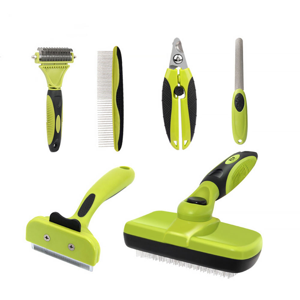 6-in-1 Dog Grooming Kit for Dogs and Cats with Brushes, Combs, Nail Clippers and Pet Hair Remover