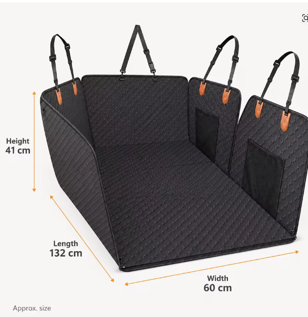 Hard Bottom Dog Car Seat Cover for Large Dogs, Waterproof Nonslip Back Seat Extender Hammock with Side Flaps