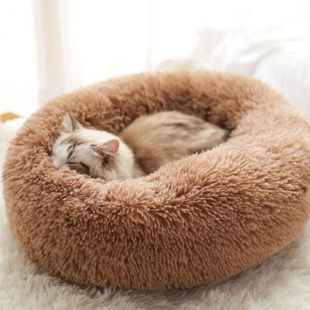 Fluffy Donut orthopedic Dog & Cat Calming Bed – Soft Round Plush Pet Bed with Anti-Slip Bottom