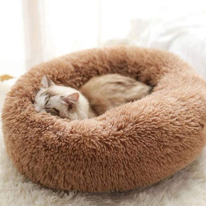Fluffy Donut orthopedic Dog & Cat Calming Bed – Soft Round Plush Pet Bed with Anti-Slip Bottom