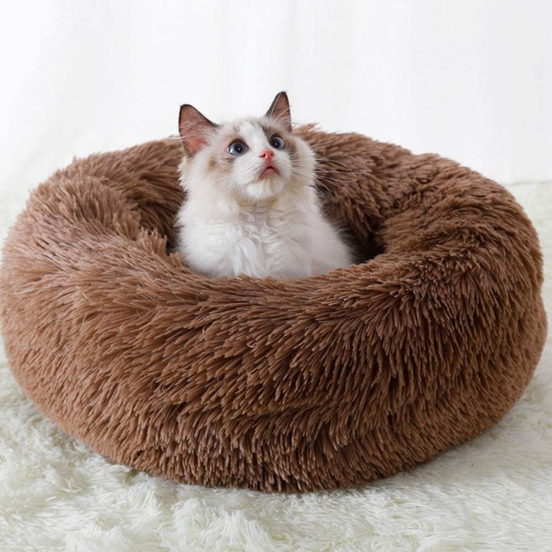 Fluffy Donut orthopedic Dog & Cat Calming Bed – Soft Round Plush Pet Bed with Anti-Slip Bottom