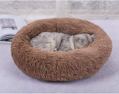 Fluffy Donut orthopedic Dog & Cat Calming Bed – Soft Round Plush Pet Bed with Anti-Slip Bottom