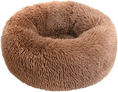 Fluffy Donut orthopedic Dog & Cat Calming Bed – Soft Round Plush Pet Bed with Anti-Slip Bottom