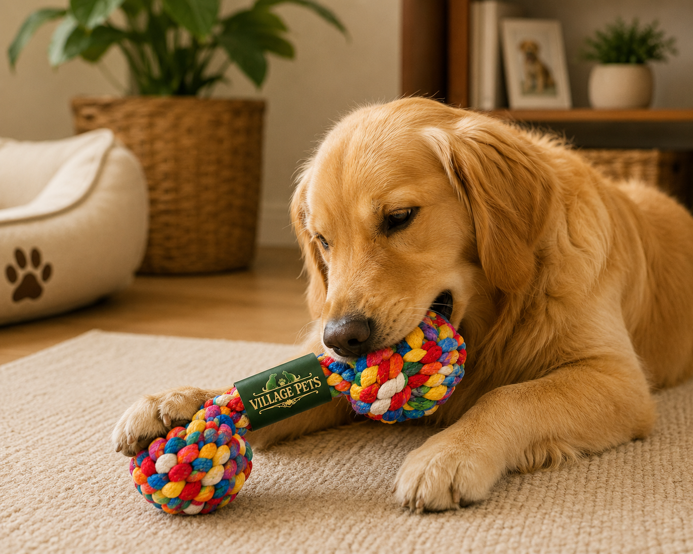 Braided Rope Dumbbell Chew and Tug Toy for Dogs – Multicolour