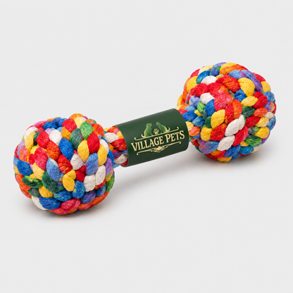 Braided Rope Dumbbell Chew and Tug Toy for Dogs – Multicolour