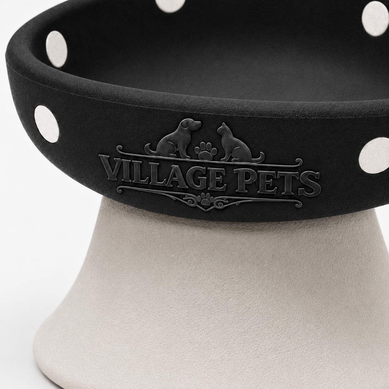 Elevated Food and Water Bowl for Cats and Small Dogs – Black and White