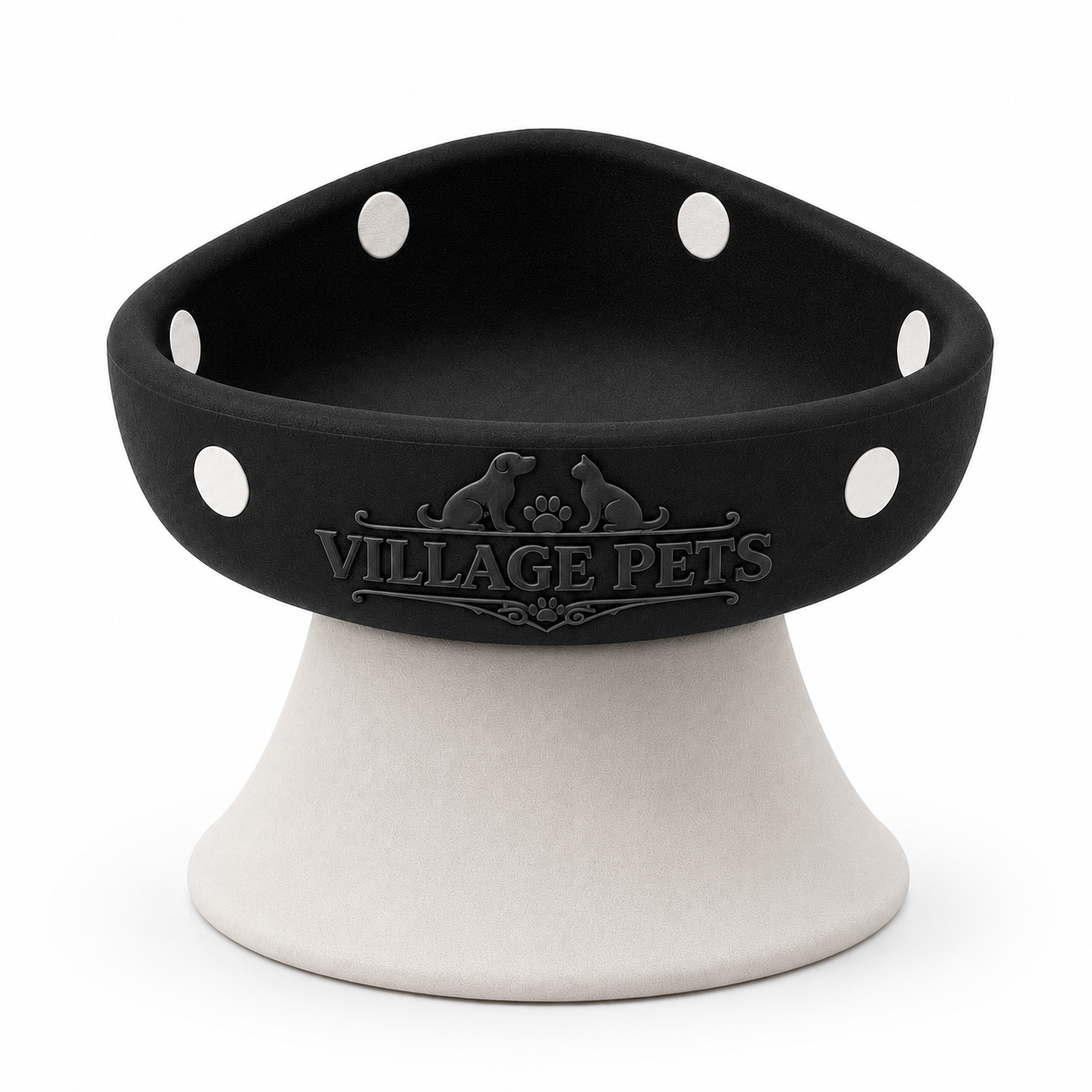 Elevated Food and Water Bowl for Cats and Small Dogs – Black and White