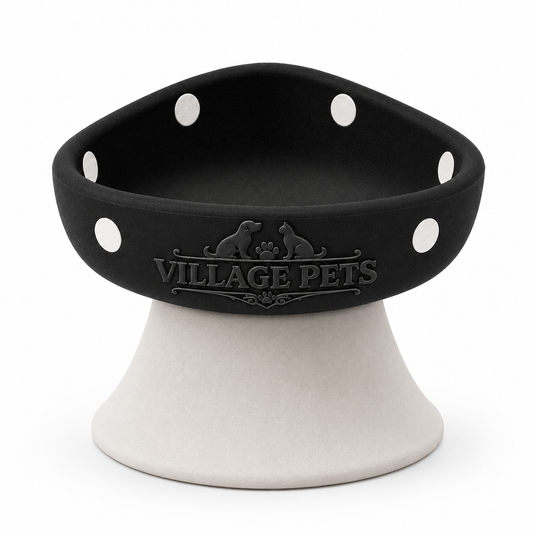 Elevated Food and Water Bowl for Cats and Small Dogs – Black and White
