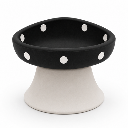 Elevated Food and Water Bowl for Cats and Small Dogs – Black and White