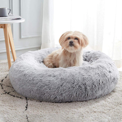 Fluffy Donut Cat & Dog Bed – Washable Round Calming Pet Bed for Dogs, Cats & Puppies