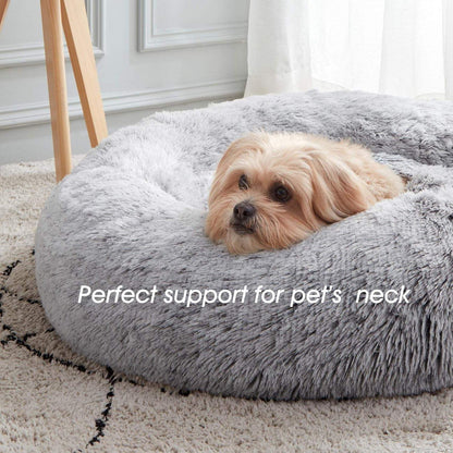 Fluffy Donut Cat & Dog Bed – Washable Round Calming Pet Bed for Dogs, Cats & Puppies