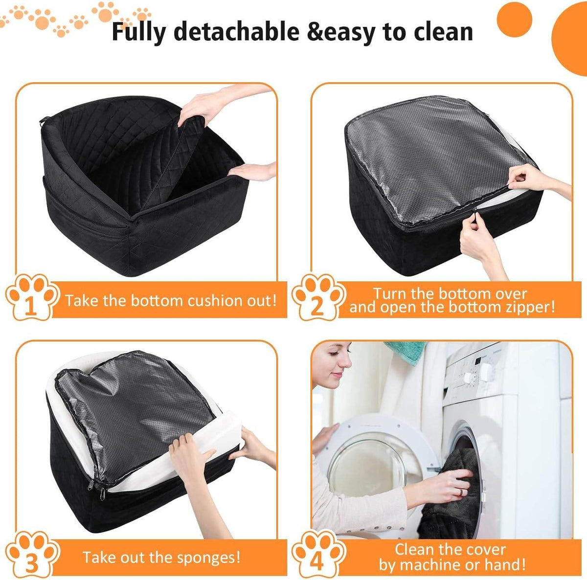 Detachable Washable Dog Car Seat for Small Dogs and Cats, Soft Padded Pet Travel Seat Bed