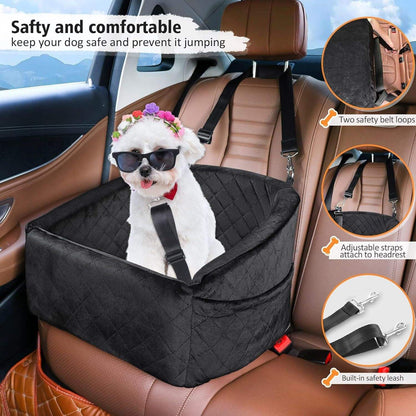 Detachable Washable Dog Car Seat for Small Dogs and Cats, Soft Padded Pet Travel Seat Bed
