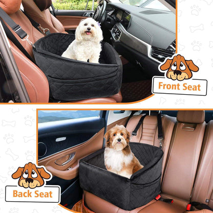 Detachable Washable Dog Car Seat for Small Dogs and Cats, Soft Padded Pet Travel Seat Bed