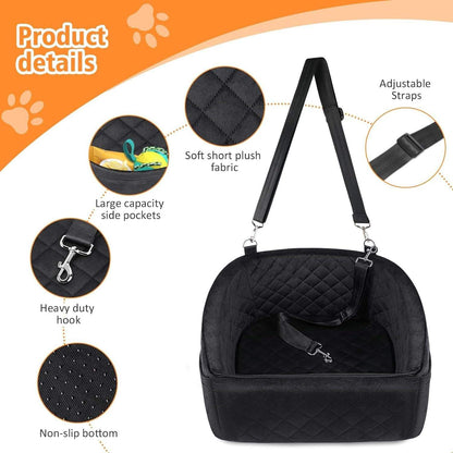 Detachable Washable Dog Car Seat for Small Dogs and Cats, Soft Padded Pet Travel Seat Bed