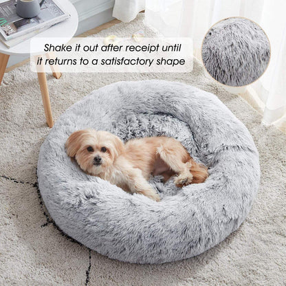 Fluffy Donut Cat & Dog Bed – Washable Round Calming Pet Bed for Dogs, Cats & Puppies