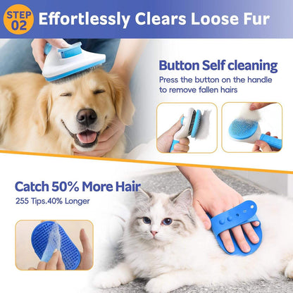 13-Piece Dog Grooming Kit for Dogs and Cats with Pet Hair Remover, Brushes, Combs and Portable Storage Bag