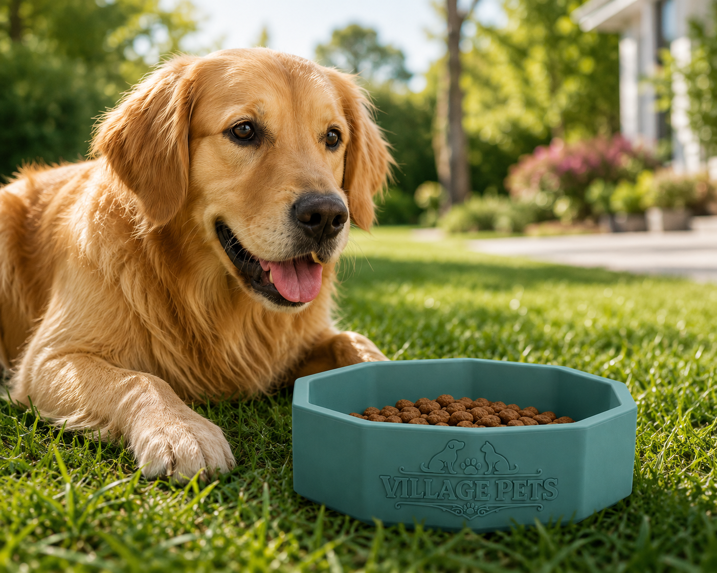 Octagonal Food and Water Bowl for Cats and Dogs – Teal Green