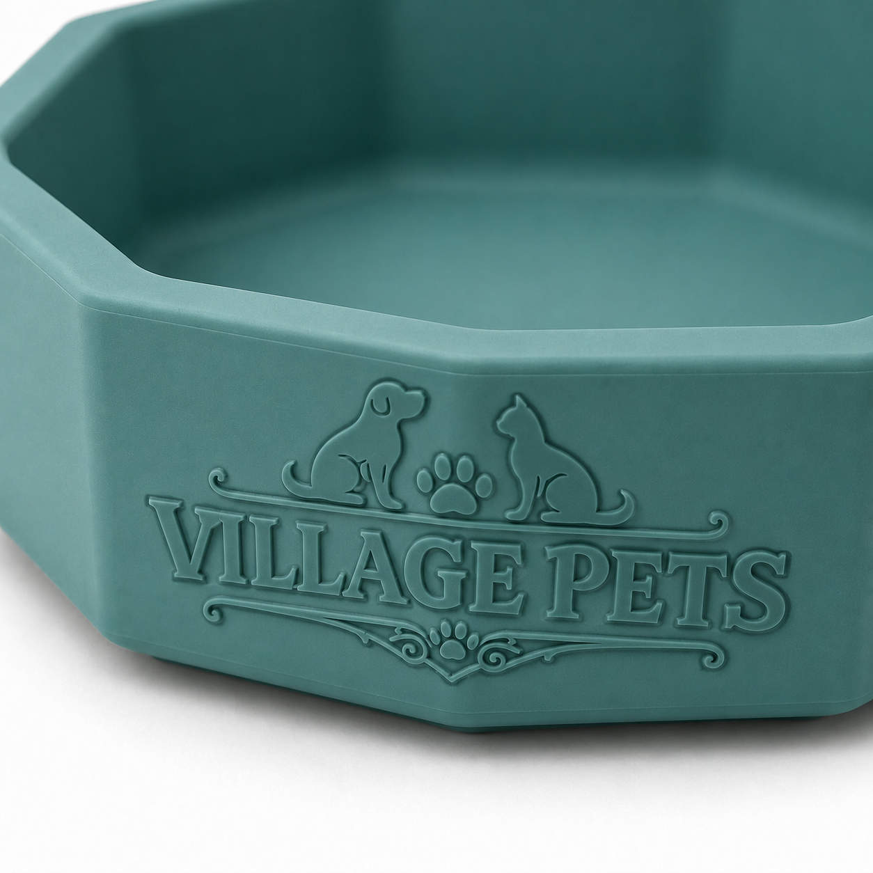 Octagonal Food and Water Bowl for Cats and Dogs – Teal Green