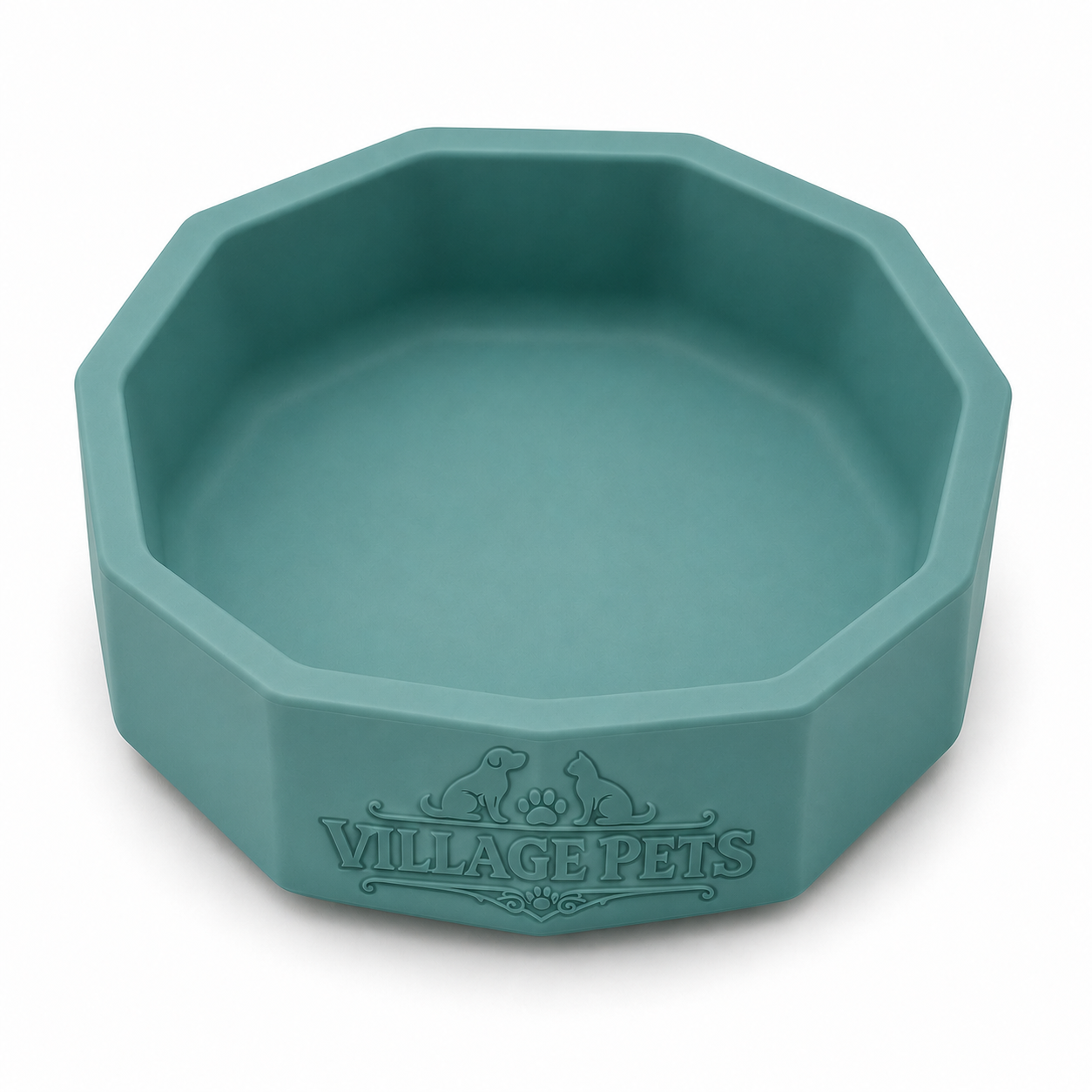 Octagonal Food and Water Bowl for Cats and Dogs – Teal Green