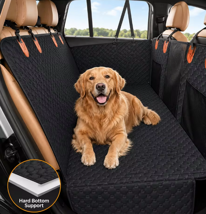 Hard Bottom Dog Car Seat Cover for Large Dogs, Waterproof Nonslip Back Seat Extender Hammock with Side Flaps