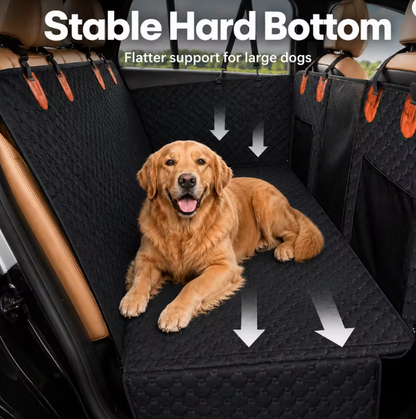Hard Bottom Dog Car Seat Cover for Large Dogs, Waterproof Nonslip Back Seat Extender Hammock with Side Flaps