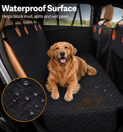 Hard Bottom Dog Car Seat Cover for Large Dogs, Waterproof Nonslip Back Seat Extender Hammock with Side Flaps