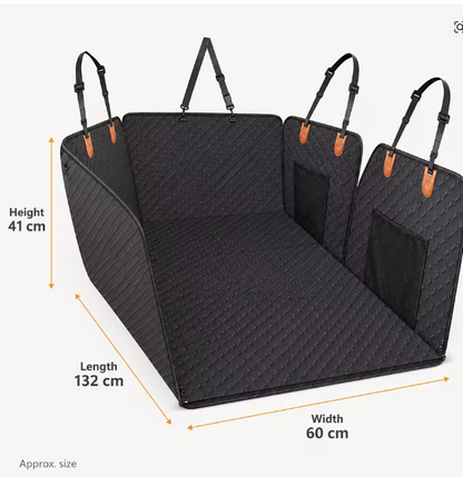 Hard Bottom Dog Car Seat Cover for Large Dogs, Waterproof Nonslip Back Seat Extender Hammock with Side Flaps