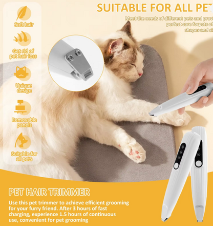 Cordless Pet Paw Hair Trimmer with LED Light – Low Noise Grooming Clipper