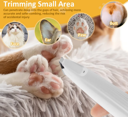 Cordless Pet Paw Hair Trimmer with LED Light – Low Noise Grooming Clipper