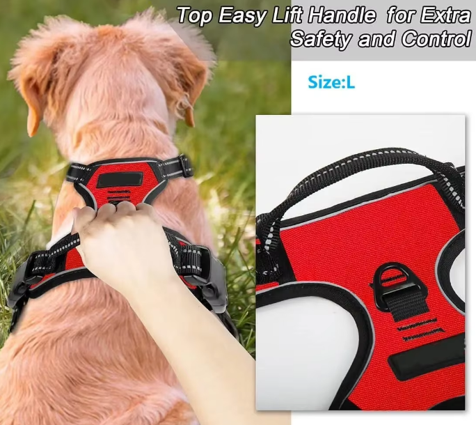 Reflective No-Pull Dog Harness with Easy-Lift Handle – Adjustable Vest for Walking & Training