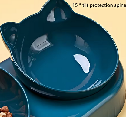 3-in-1 Cat Food & Water Bowl Set with Gravity Water Dispenser – Tilted Bowls