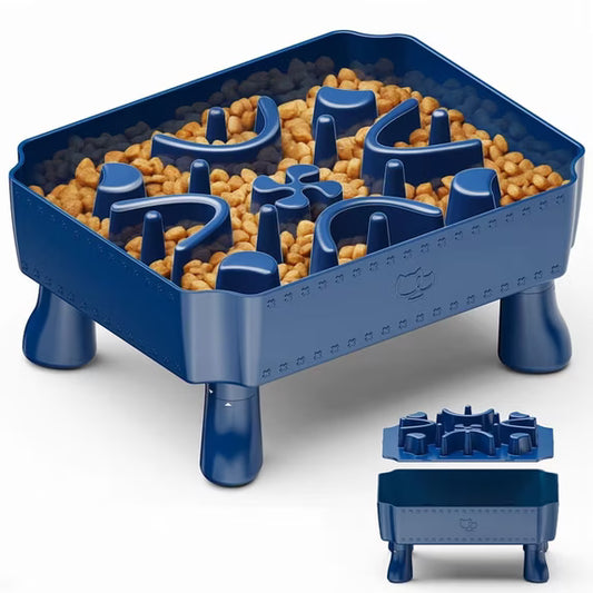 Elevated Slow Feeder Puzzle Bowl for Dogs 2-in-1 Maze, Large Breed